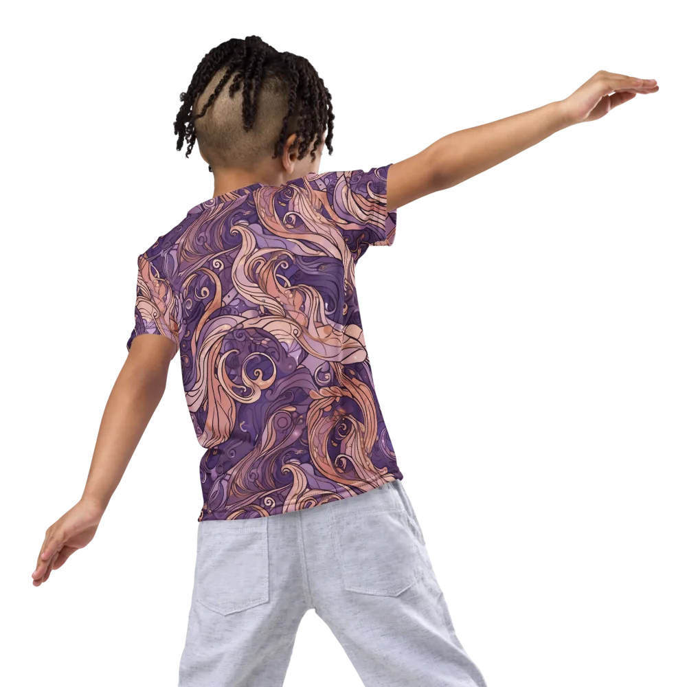 Amethyst Plume on Kids Crew Neck T-Shirt — Back