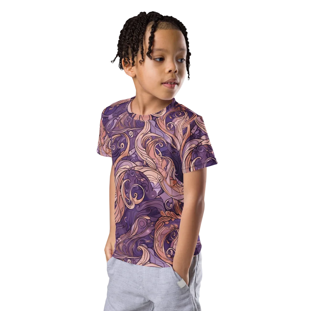 Amethyst Plume on Kids Crew Neck T-Shirt — Left Front