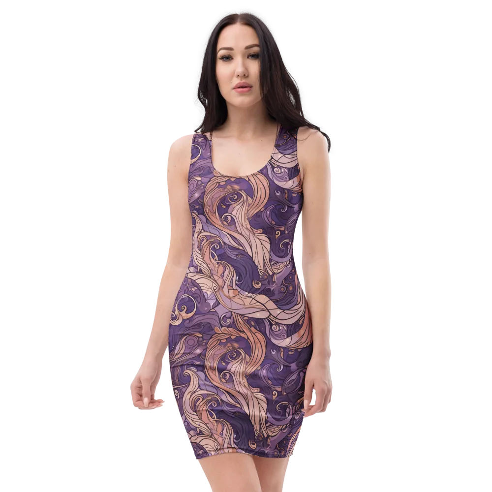 Amethyst Plume on Bodycon Dress — Front