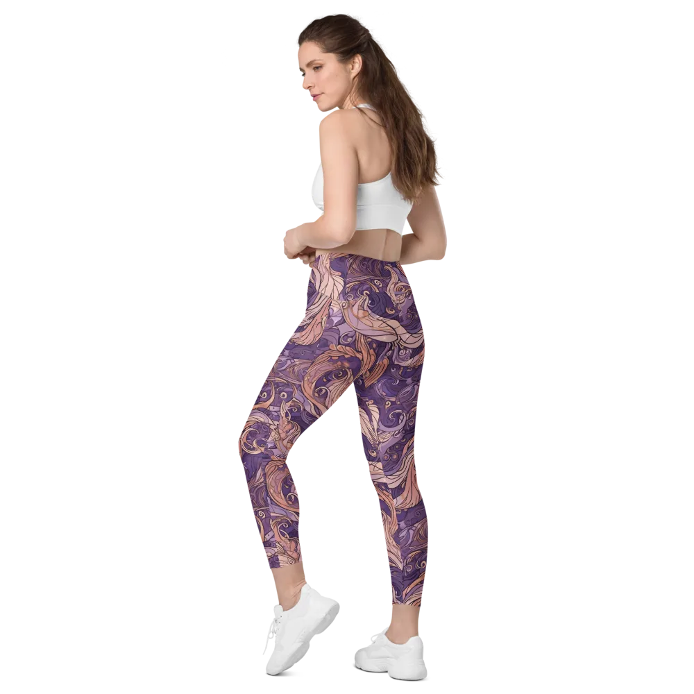 Amethyst Plume on Leggings with Pockets — Left Back
