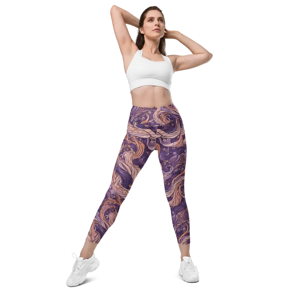 Amethyst Plume on Leggings with Pockets — Front
