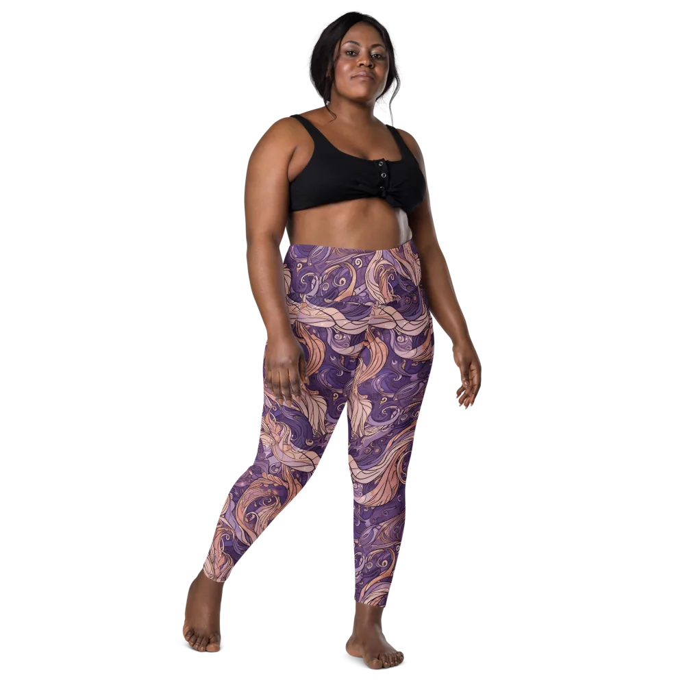 Amethyst Plume on Leggings with Pockets — Front