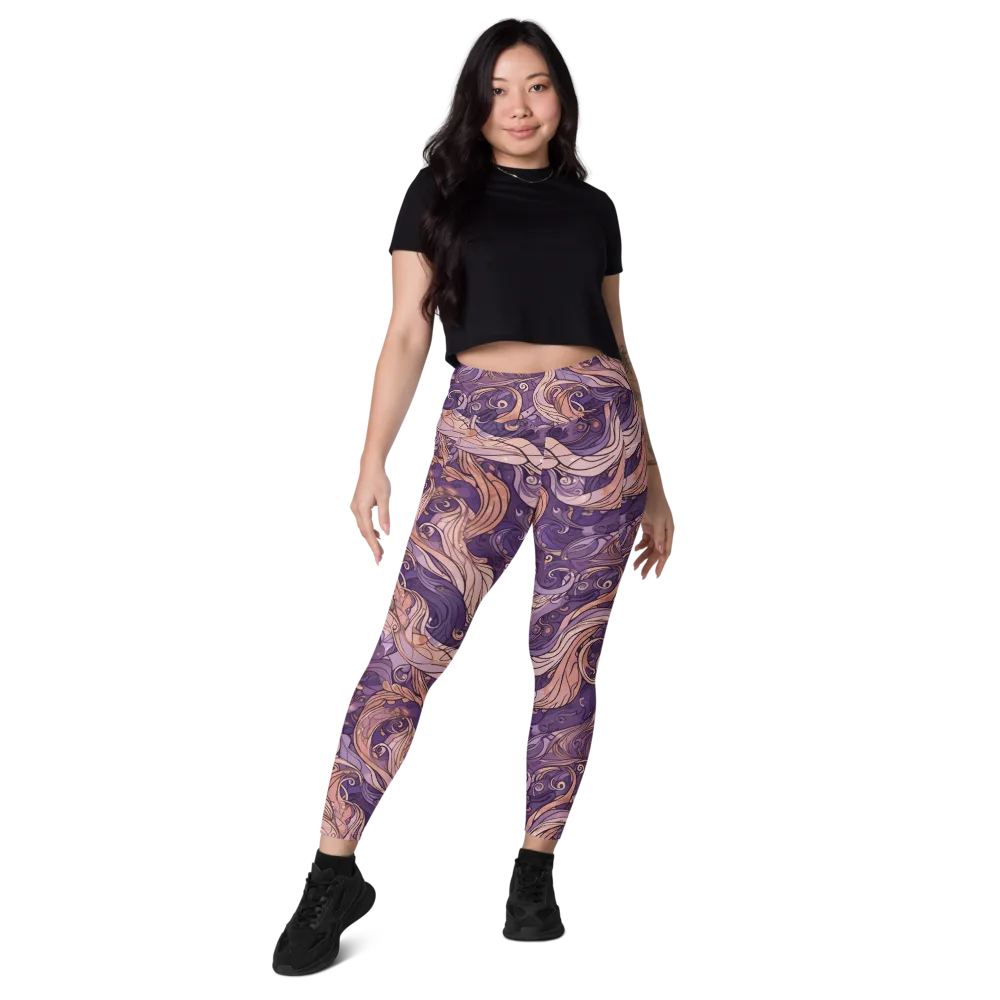 Amethyst Plume on Leggings with Pockets — Front