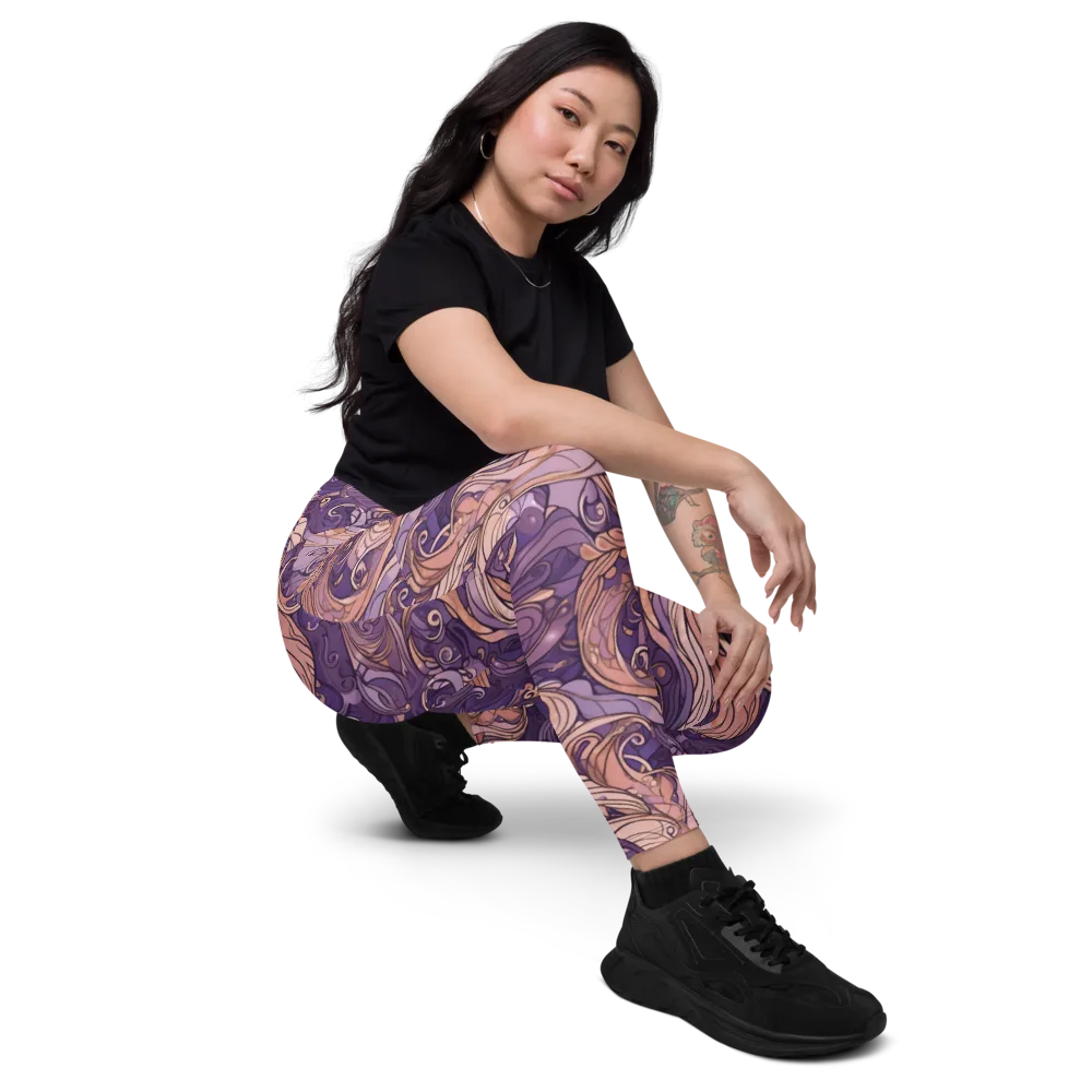 Amethyst Plume on Leggings with Pockets — Right Front