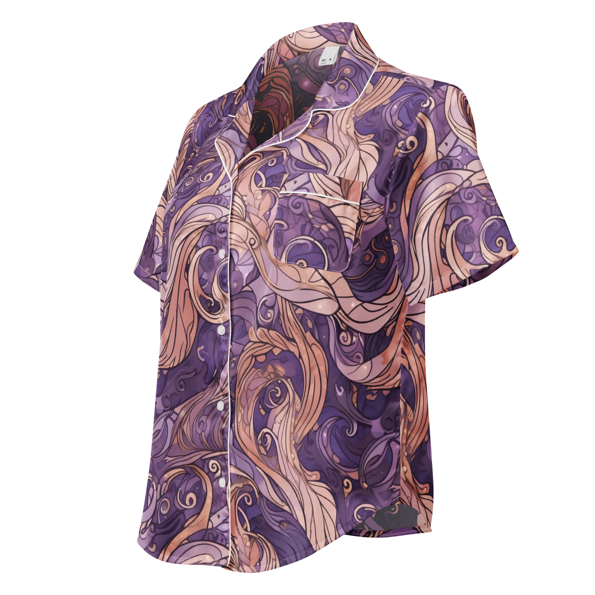 Amethyst Plume on Women's Short Sleeve Pajama Top — Left Front