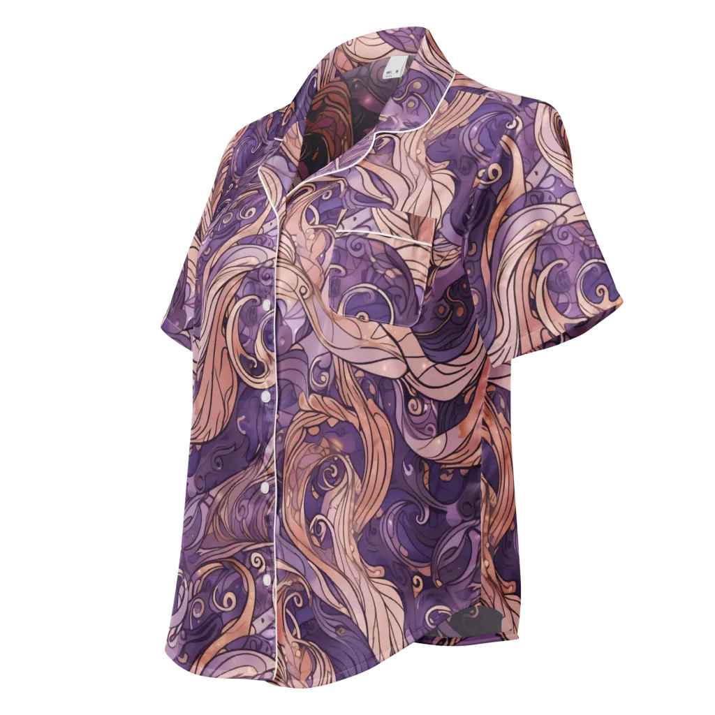 Amethyst Plume on Women's Short Sleeve Pajama Top — Left Front