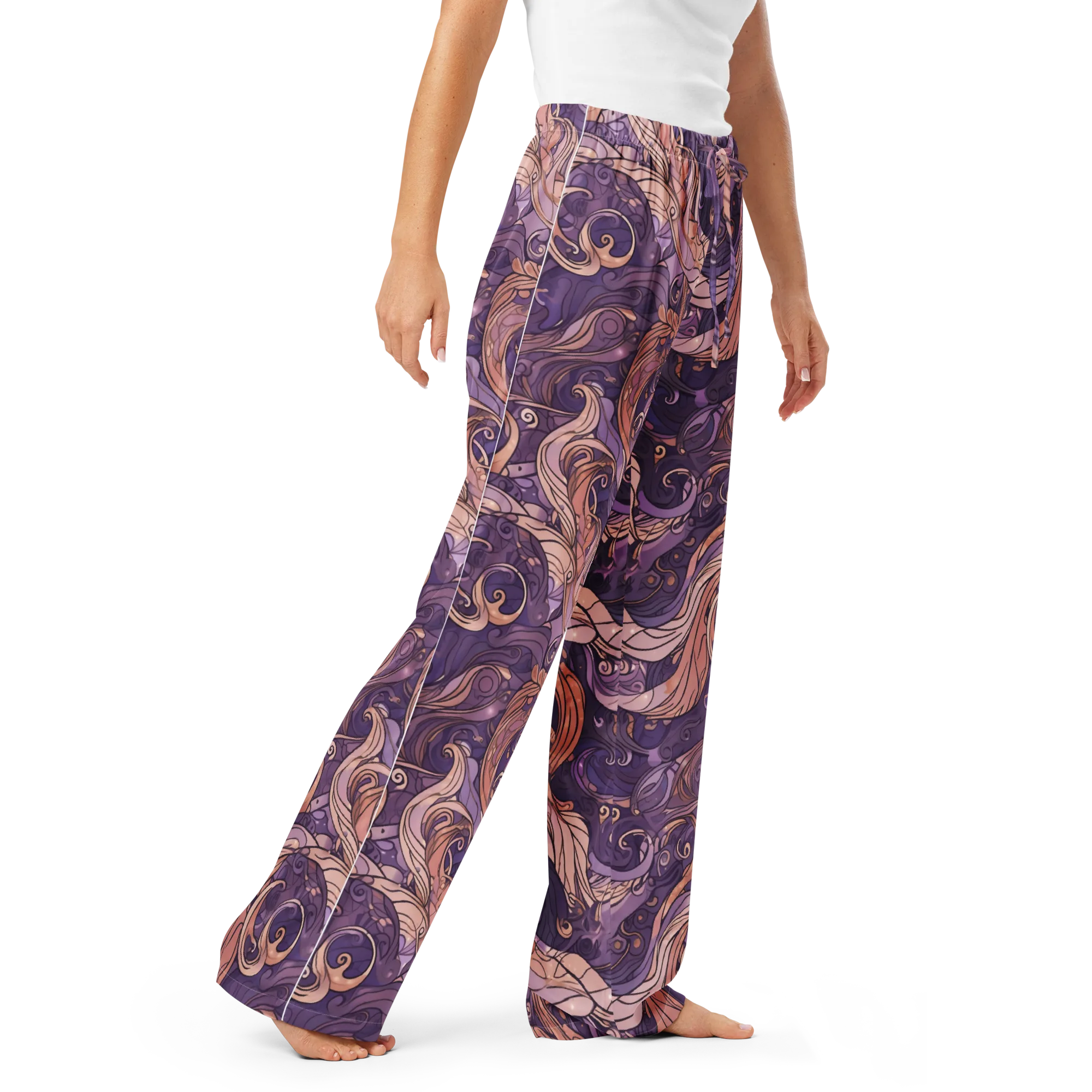 Amethyst Plume on Women's Pajama Pants — Right Front