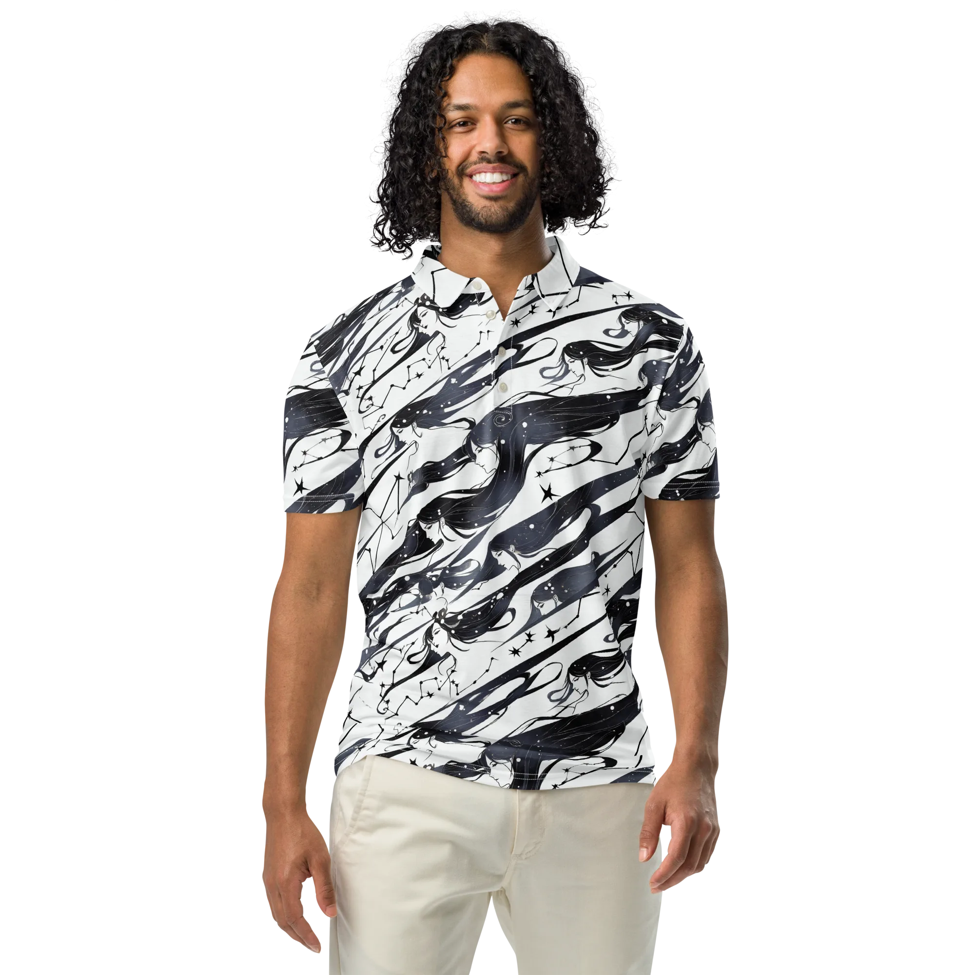 Starbound Reverie on Men's Slim Fit Polo Shirt — Front