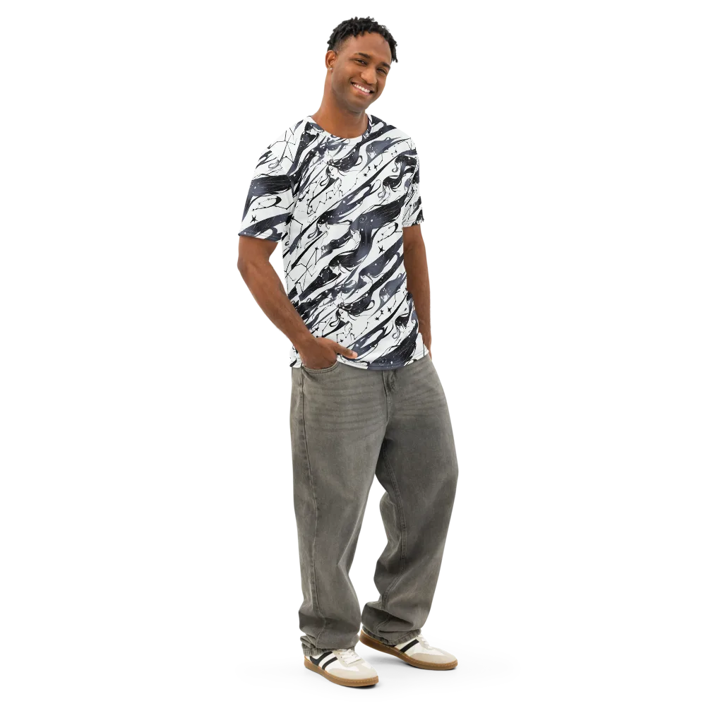 Starbound Reverie on Men's Cotton Crew Neck T-Shirt — Right Front