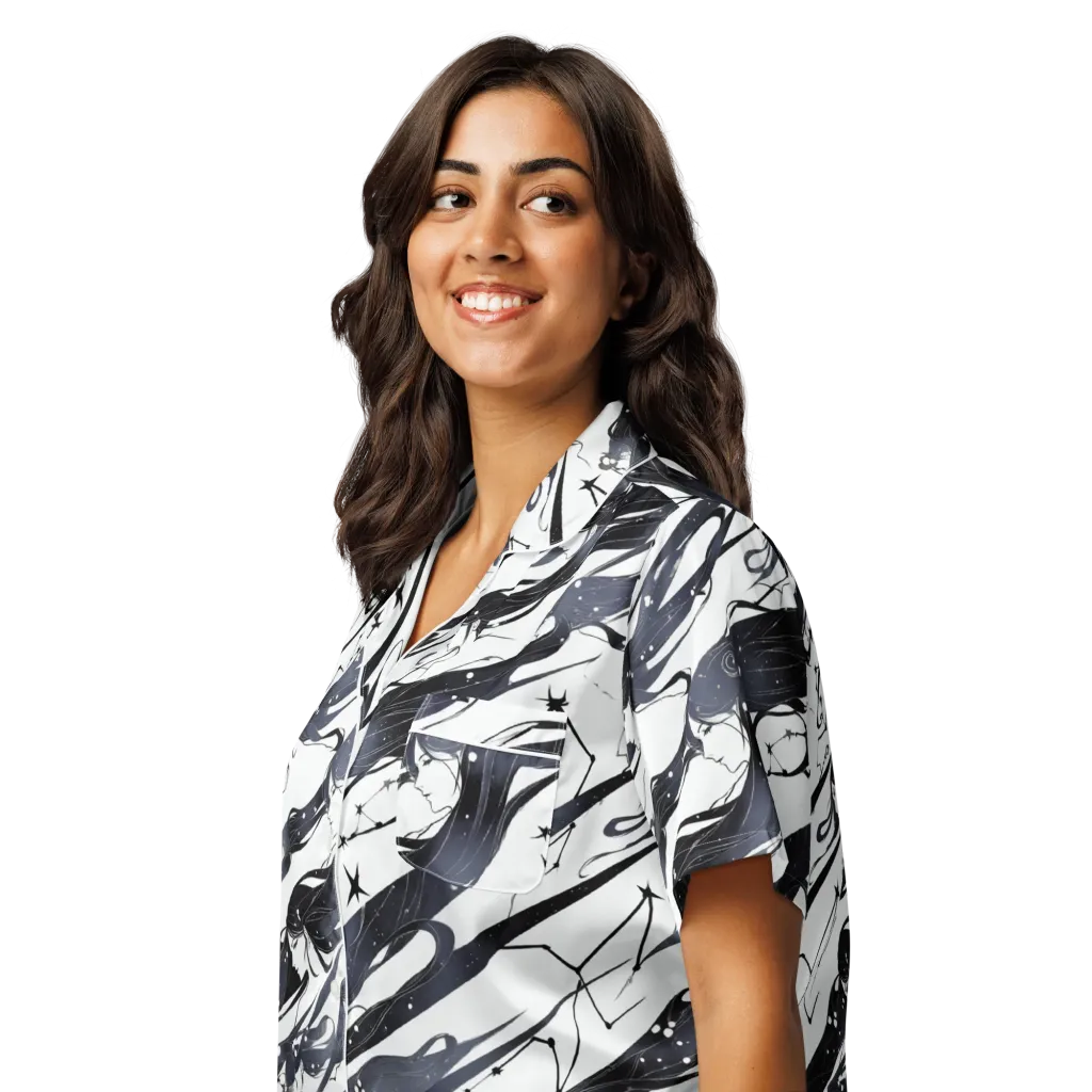 Starbound Reverie on Women's Short Sleeve Pajama Top — Left Front