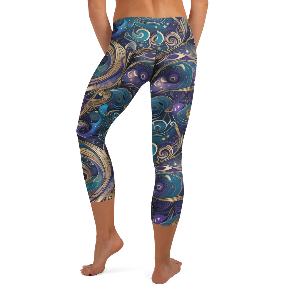 Moonlit Filigree on Capri Leggings — Back