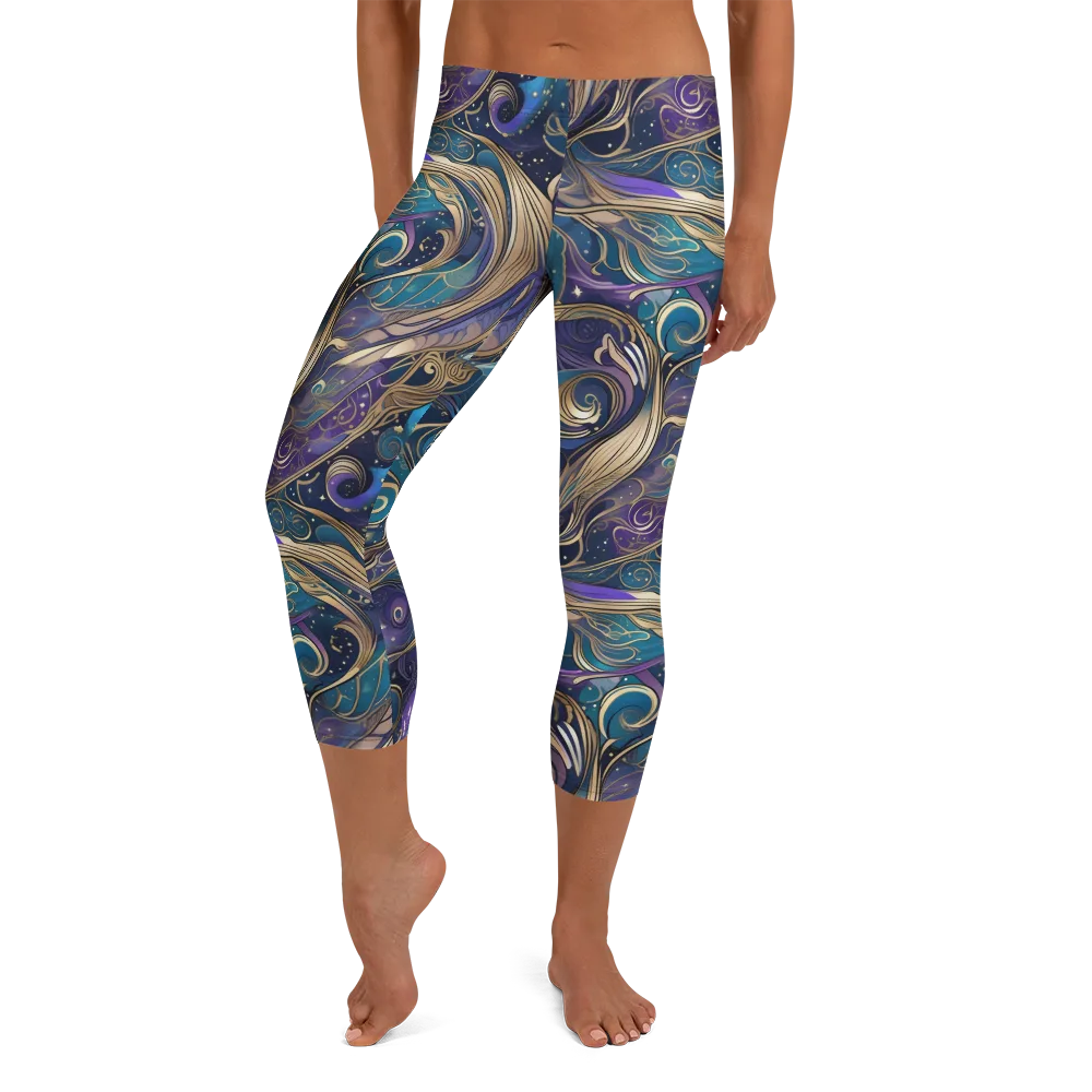 Moonlit Filigree on Capri Leggings — Front