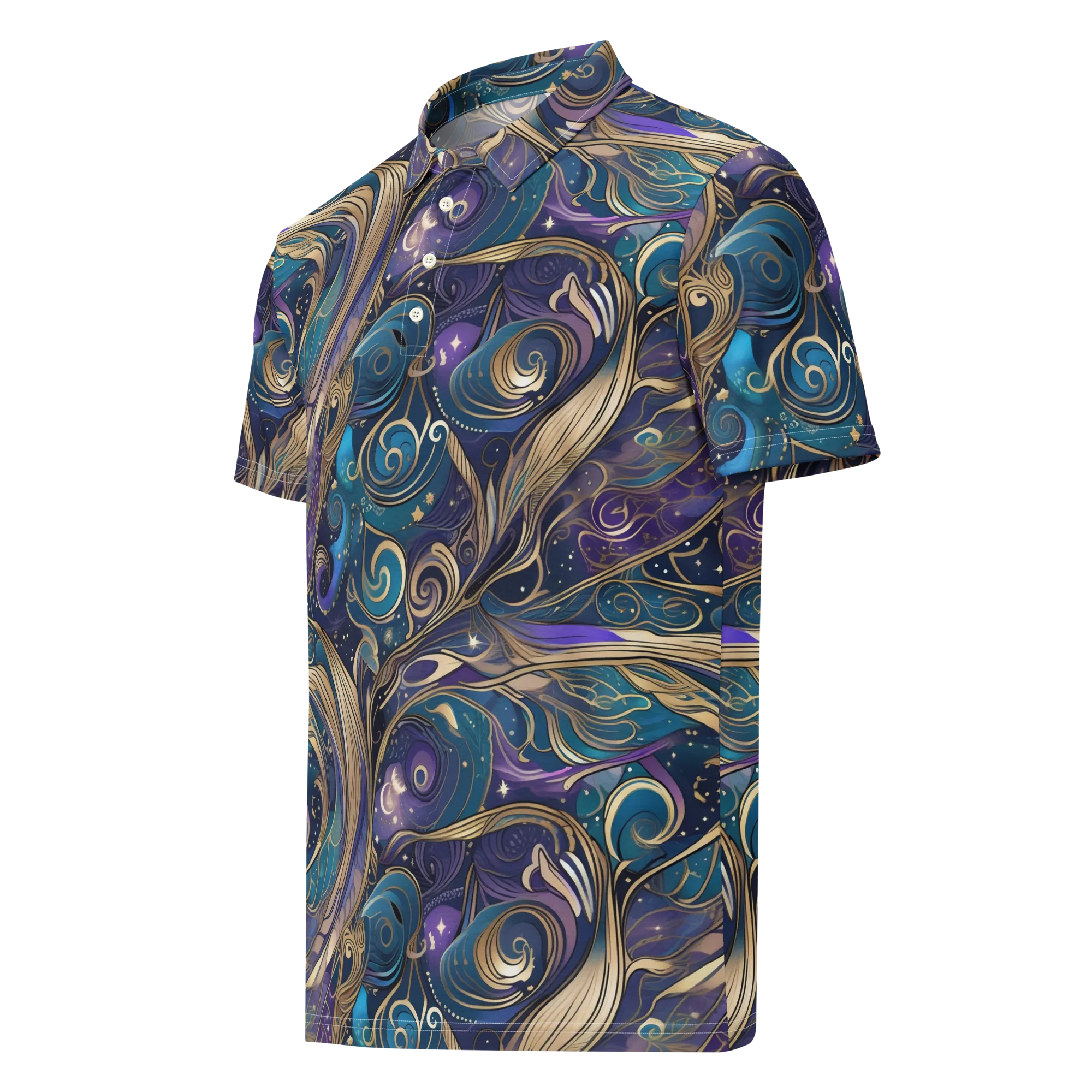 Moonlit Filigree on Men's Slim Fit Polo Shirt — Left Front
