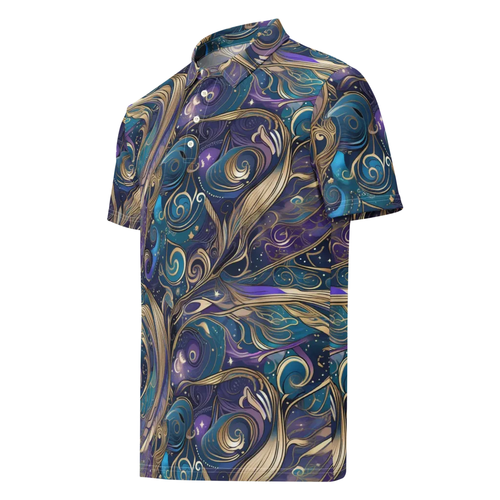Moonlit Filigree on Men's Slim Fit Polo Shirt — Left Front