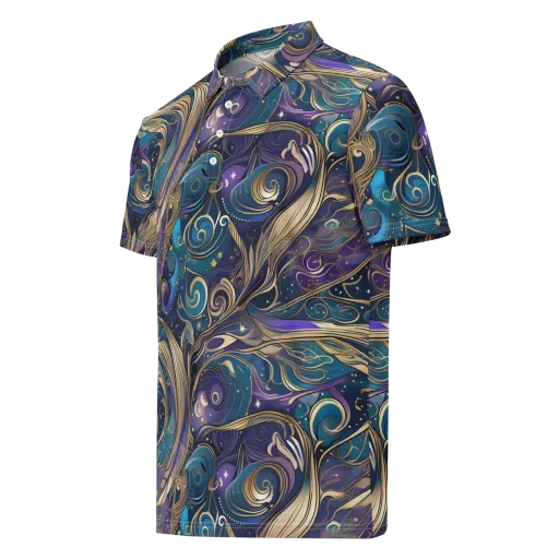 Moonlit Filigree on a Men's Slim Fit Polo Shirt