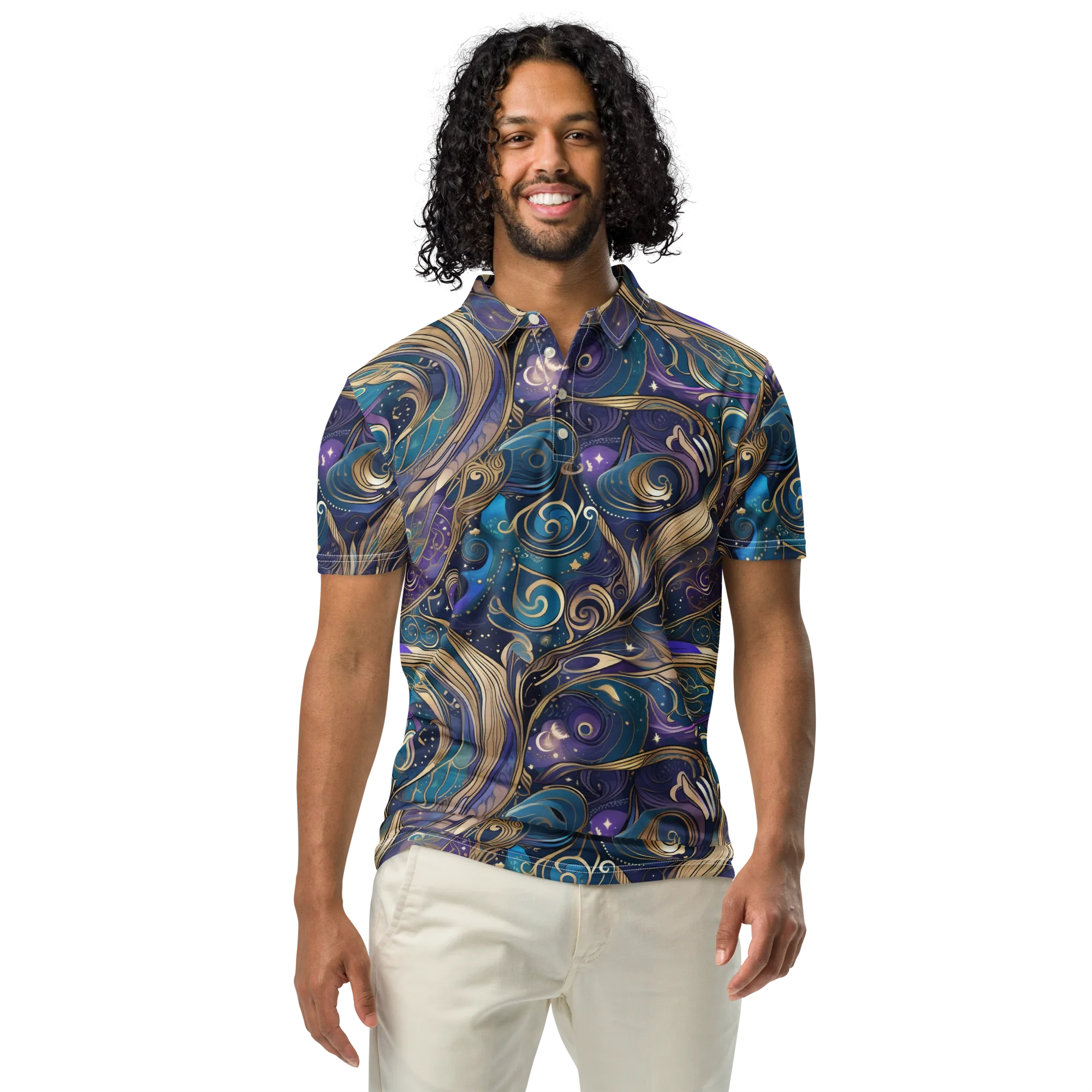 Moonlit Filigree on Men's Slim Fit Polo Shirt — Front