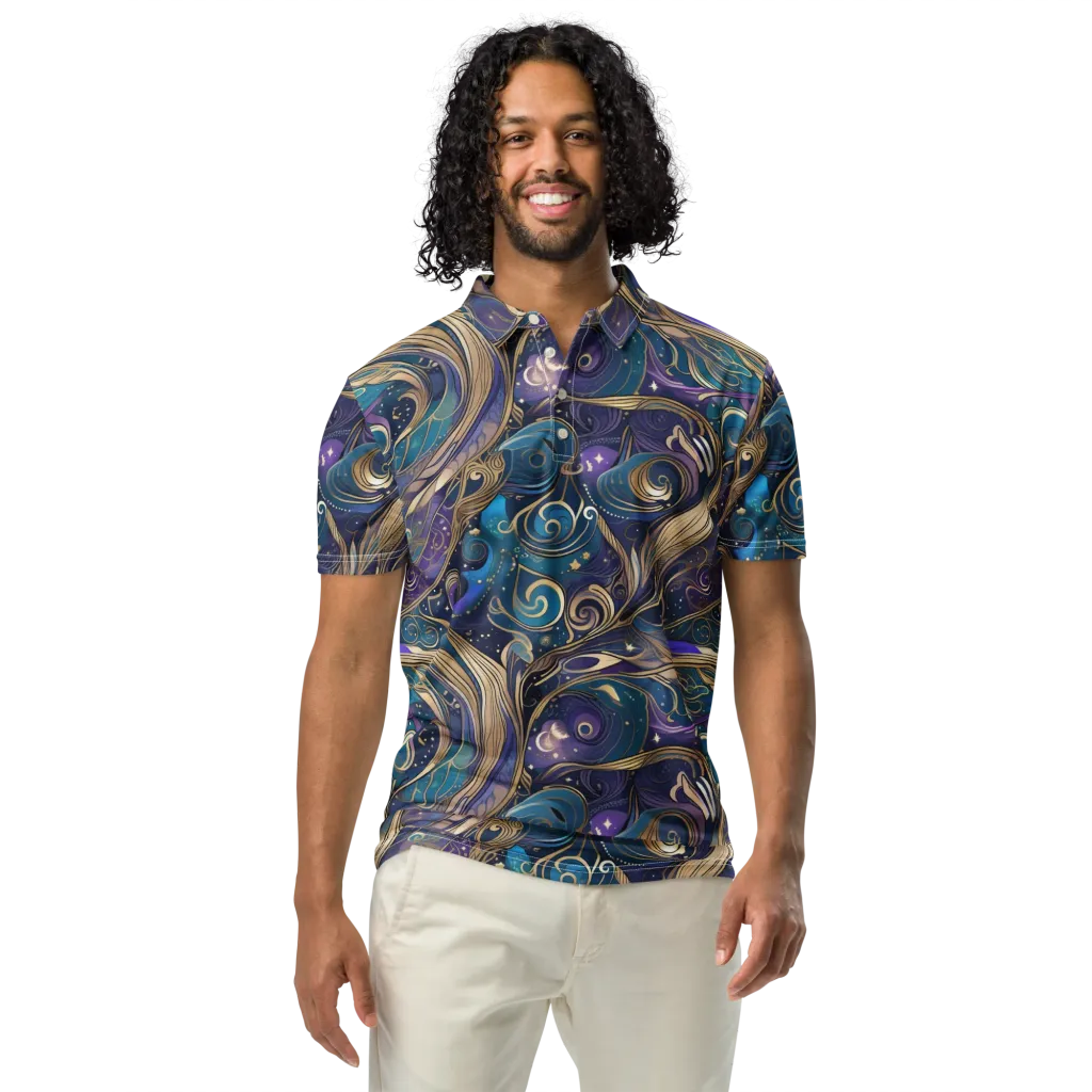 Moonlit Filigree on Men's Slim Fit Polo Shirt — Front