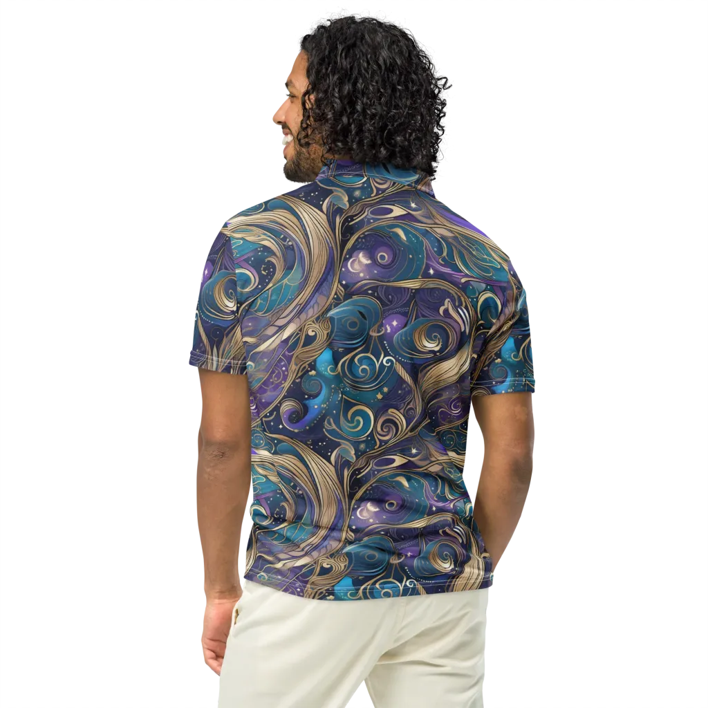 Moonlit Filigree on Men's Slim Fit Polo Shirt — Back