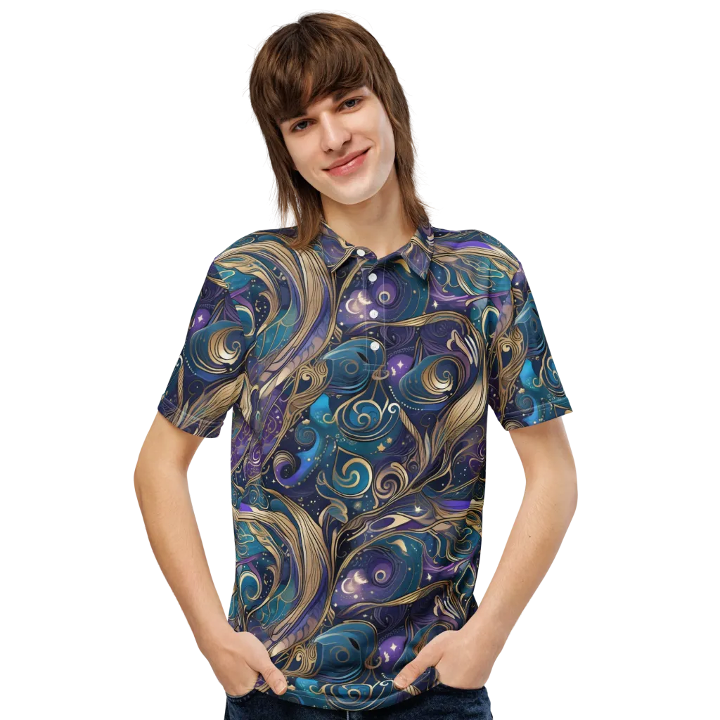 Moonlit Filigree on Men's Slim Fit Polo Shirt — Front