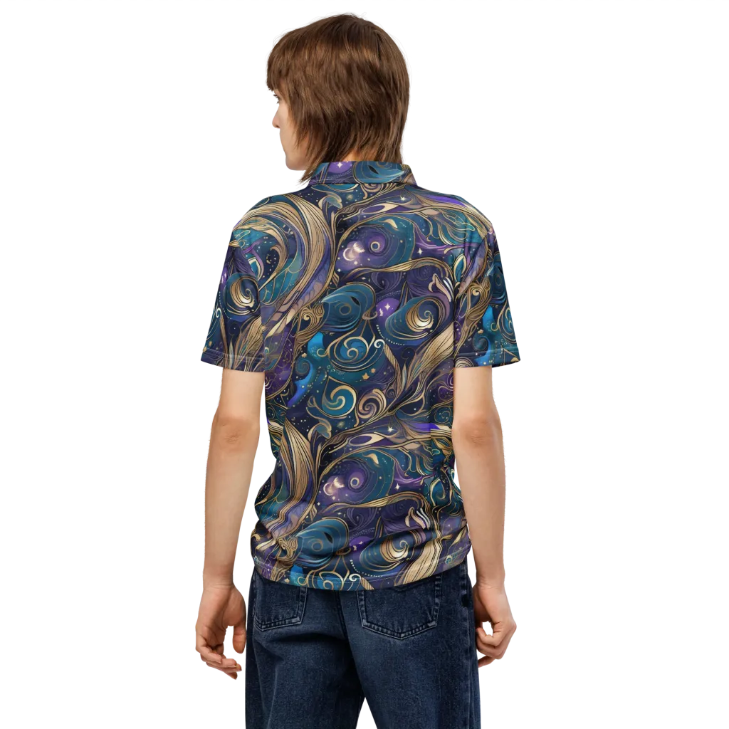 Moonlit Filigree on Men's Slim Fit Polo Shirt — Back