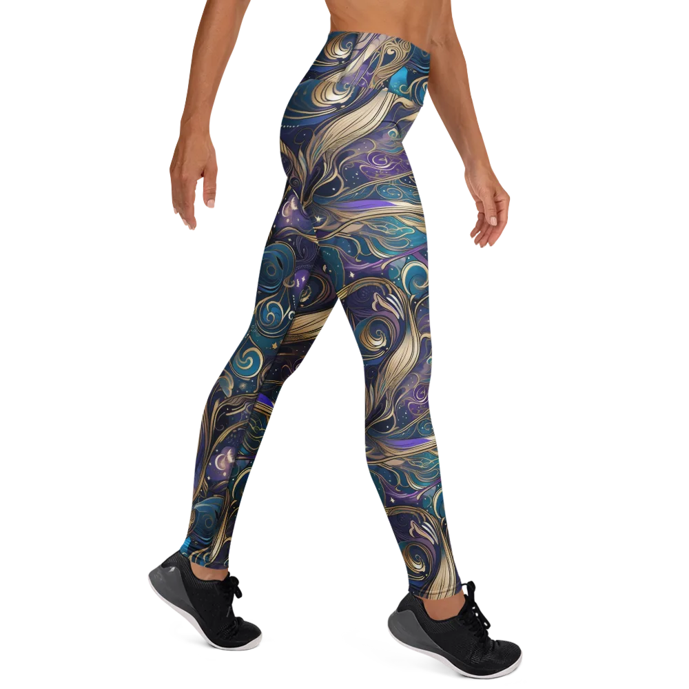 Moonlit Filigree on Yoga Leggings — Right