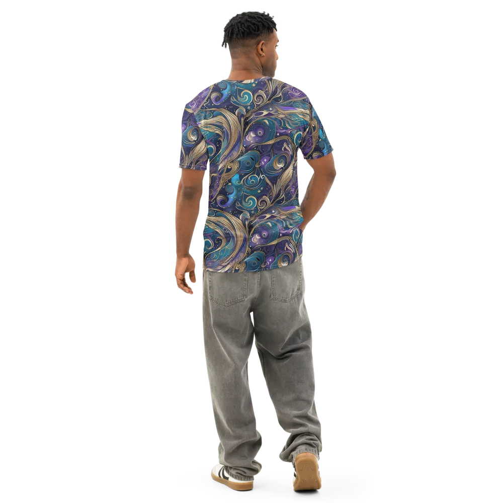 Moonlit Filigree on Men's Cotton Crew Neck T-Shirt — Back