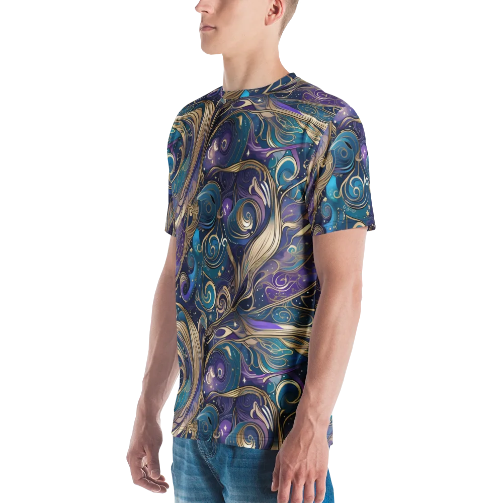 Moonlit Filigree on Men's Crew Neck T-Shirt — Left