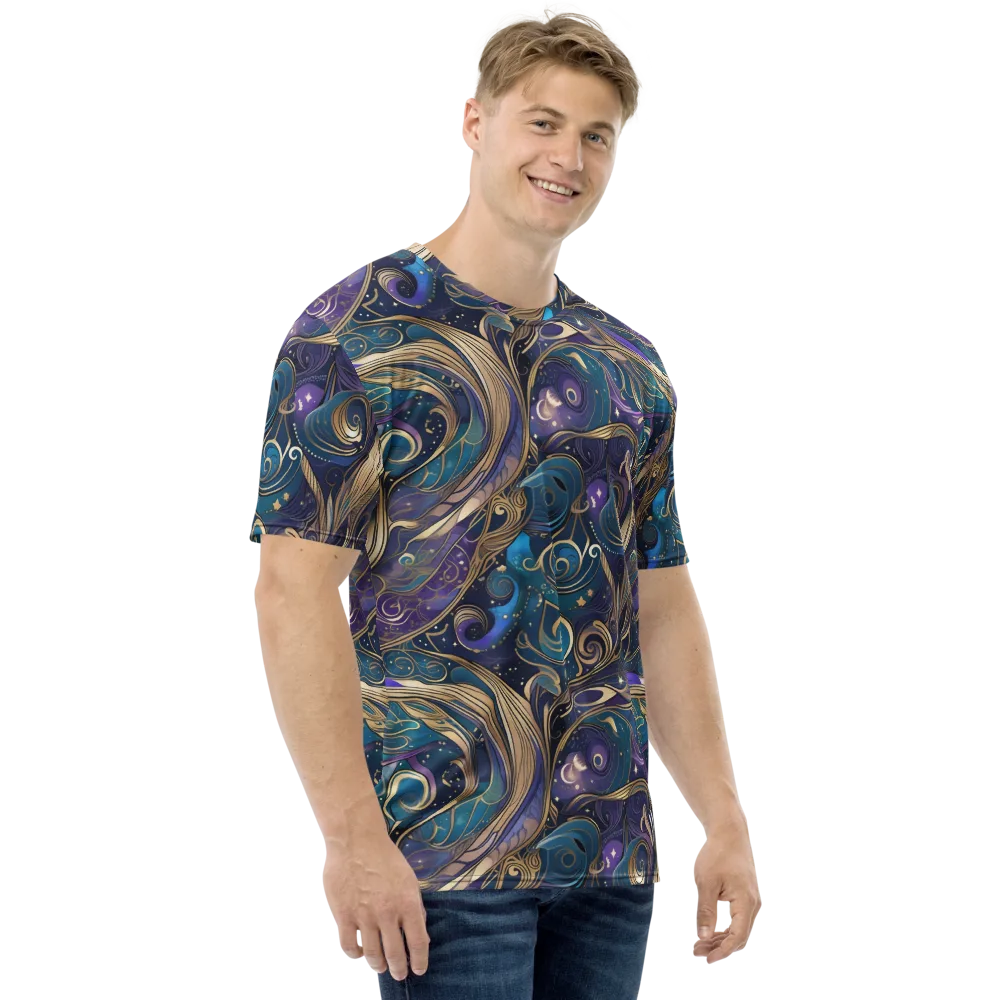Moonlit Filigree on Men's Crew Neck T-Shirt — Right