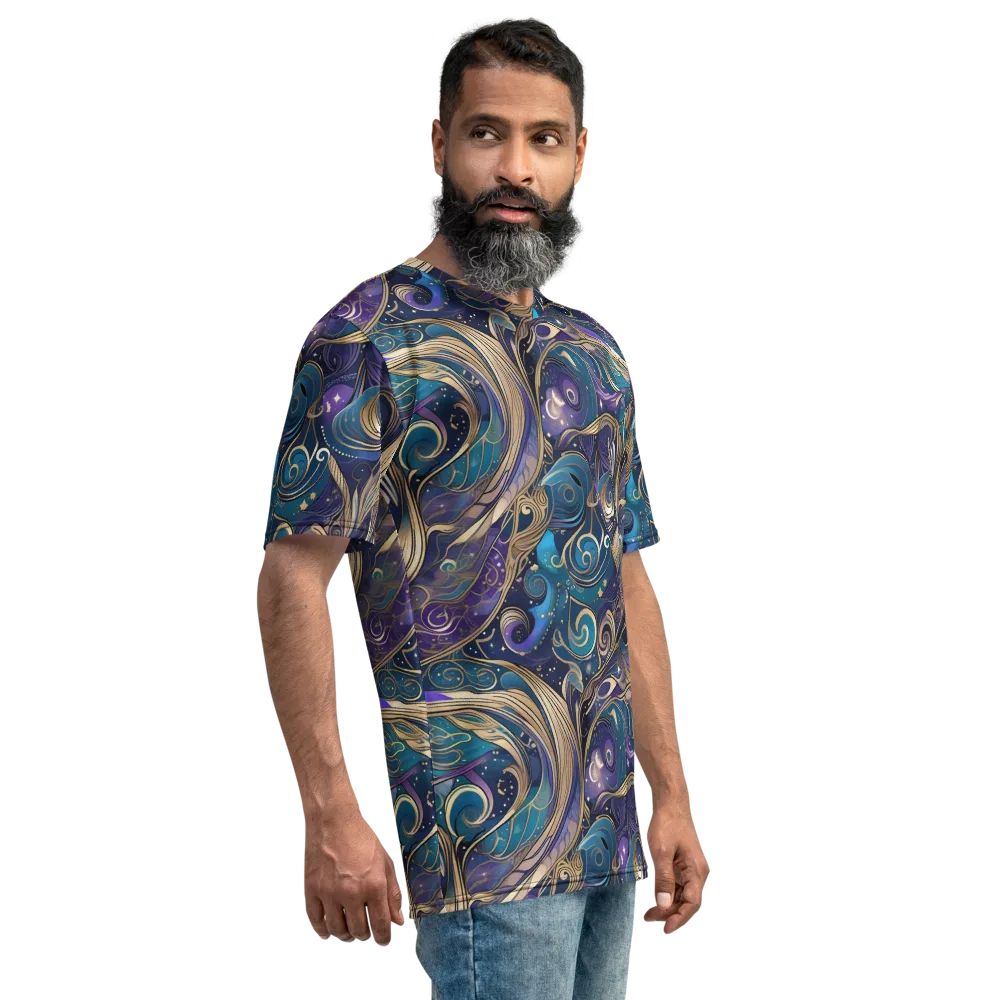 Moonlit Filigree on Men's Crew Neck T-Shirt — Right