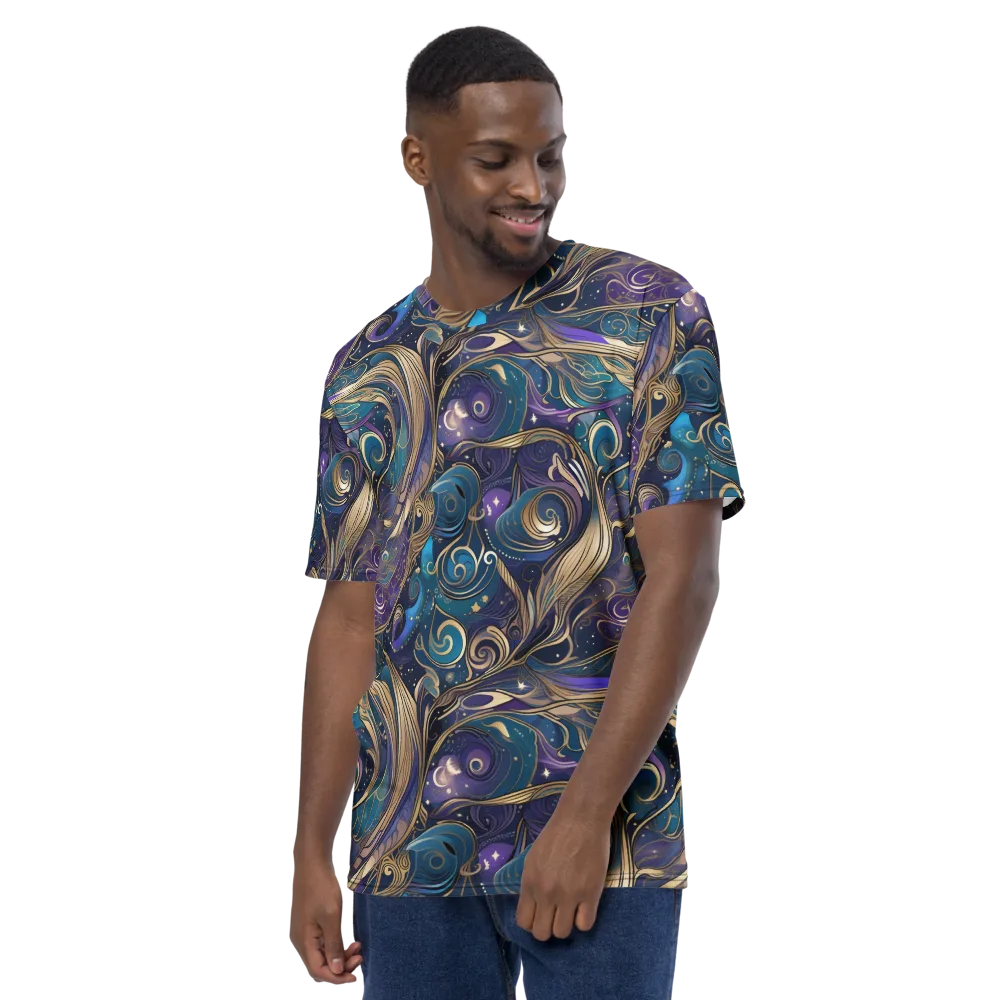 Moonlit Filigree on Men's Crew Neck T-Shirt — Left