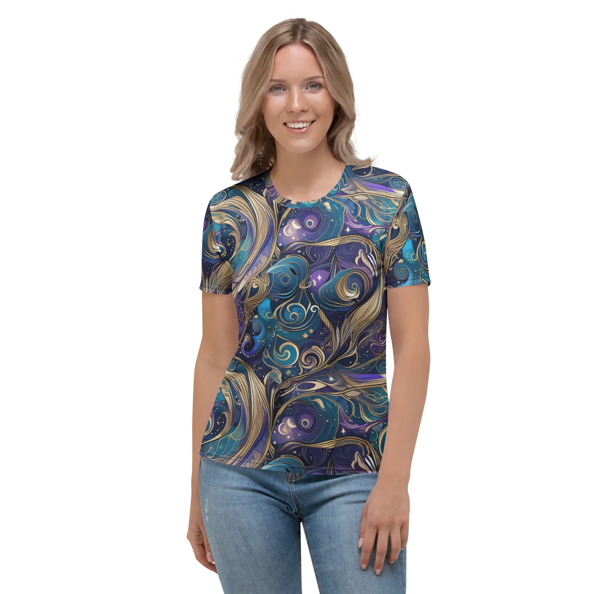 Moonlit Filigree on Women's Crew Neck T-Shirt — Front