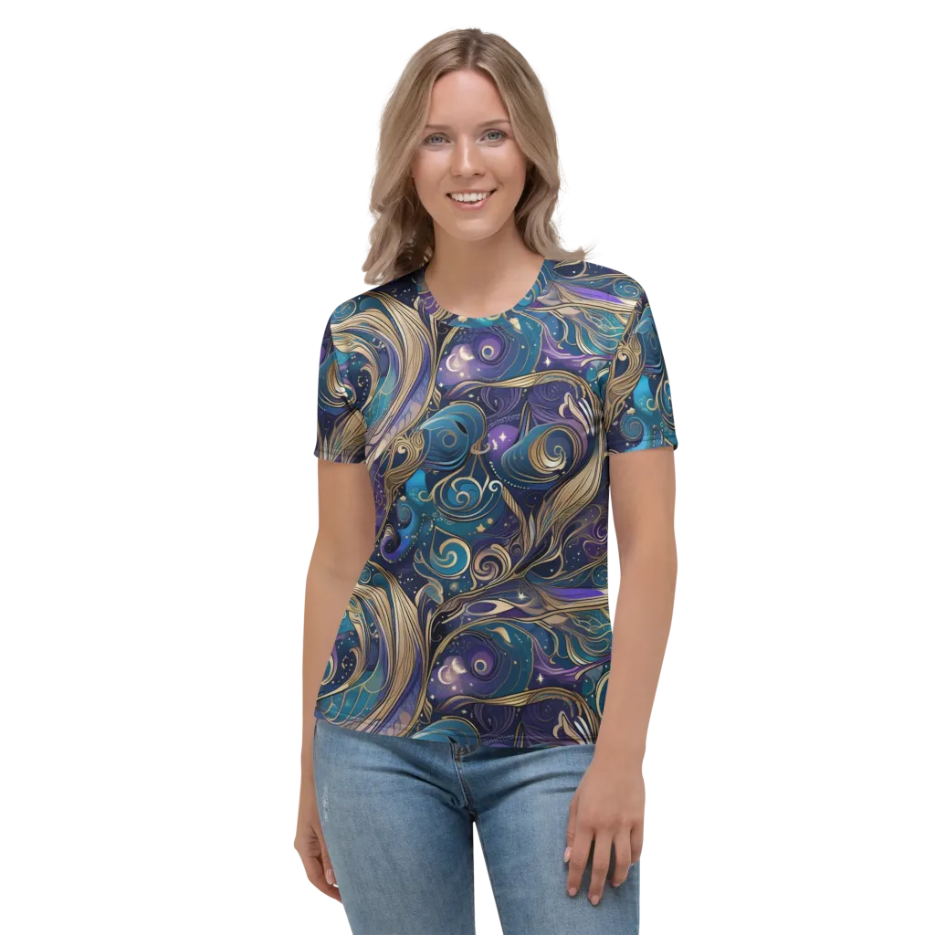 Moonlit Filigree on Women's Crew Neck T-Shirt — Front