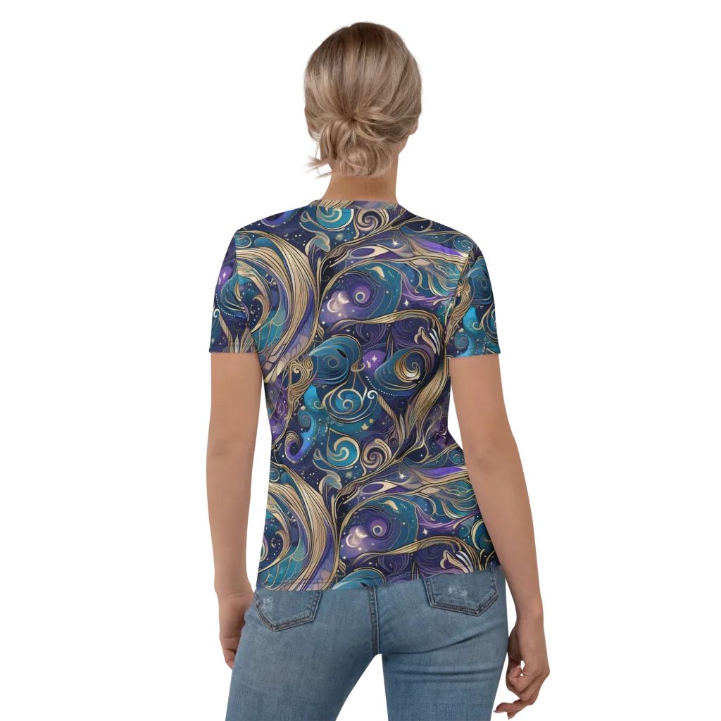 Moonlit Filigree on Women's Crew Neck T-Shirt — Back