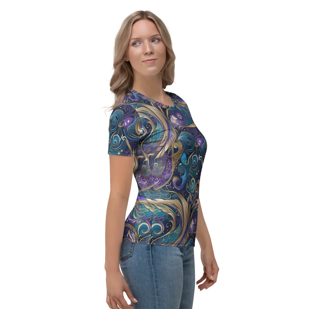 Moonlit Filigree on Women's Crew Neck T-Shirt — Right