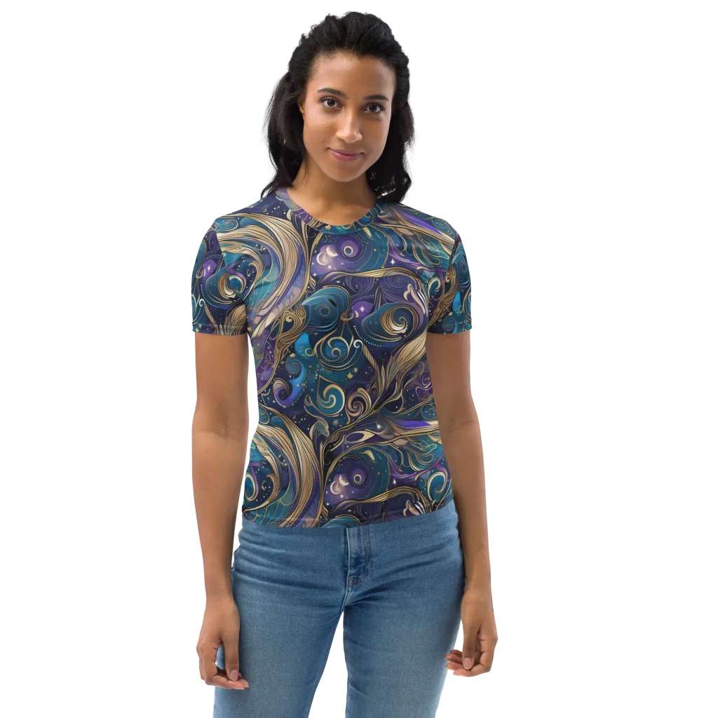 Moonlit Filigree on Women's Crew Neck T-Shirt — Front