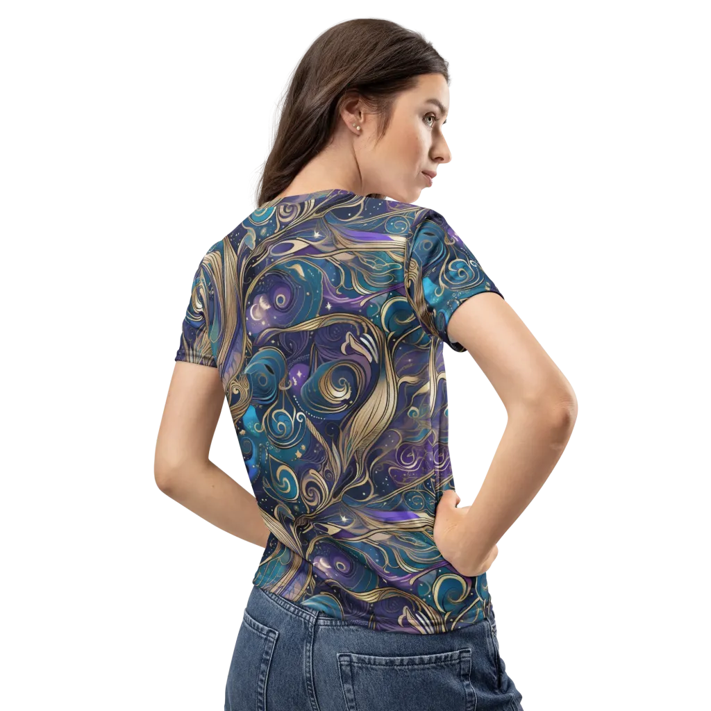 Moonlit Filigree on Women's Crew Neck T-Shirt — Back