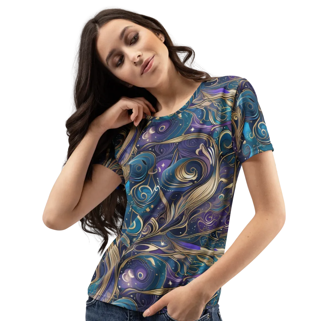 Moonlit Filigree on Women's Crew Neck T-Shirt — Left Front