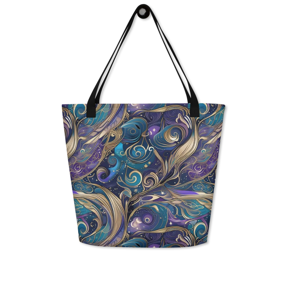 Moonlit Filigree on Large Tote Bag W/ Pocket — Front