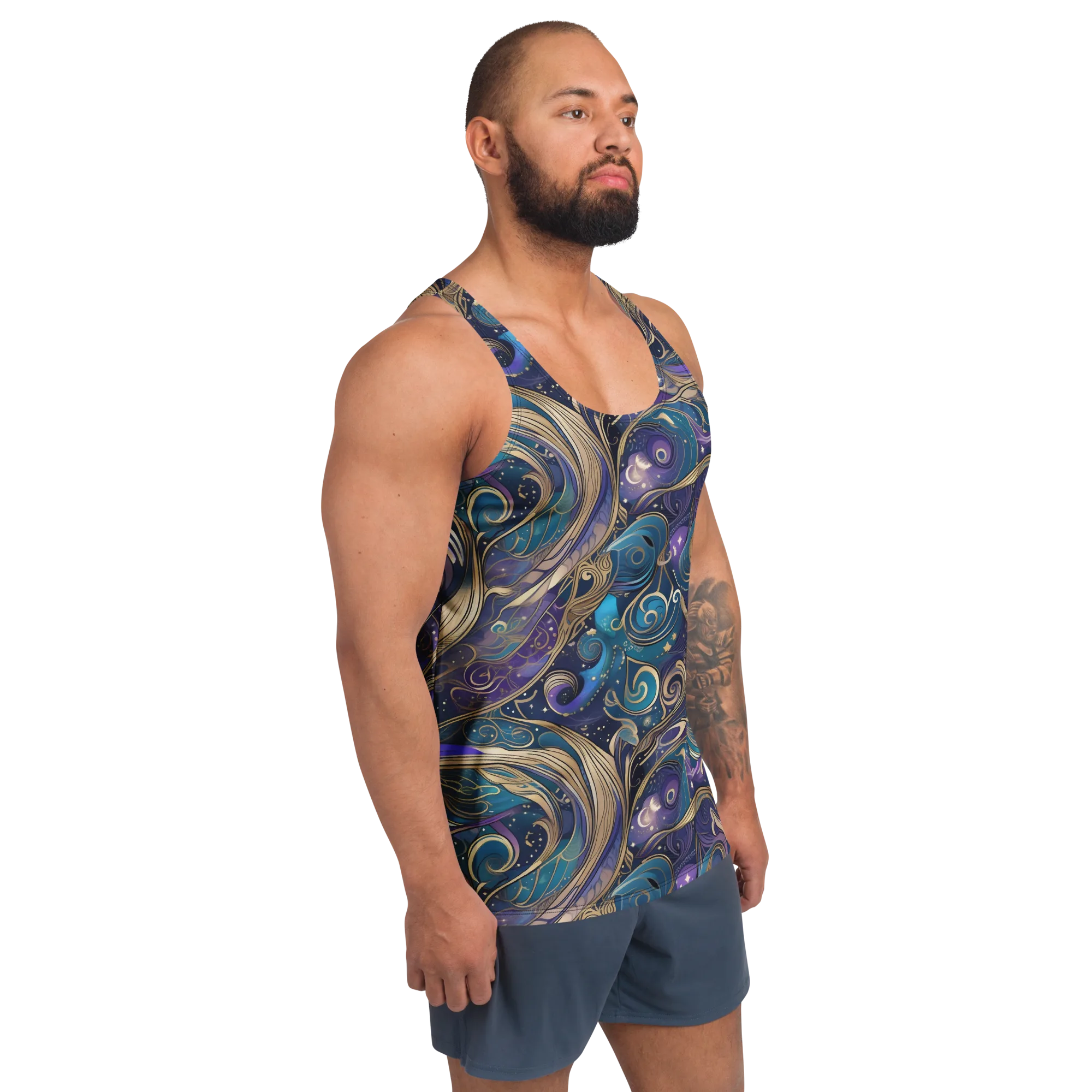 Moonlit Filigree on Men's Tank Top — Right Front