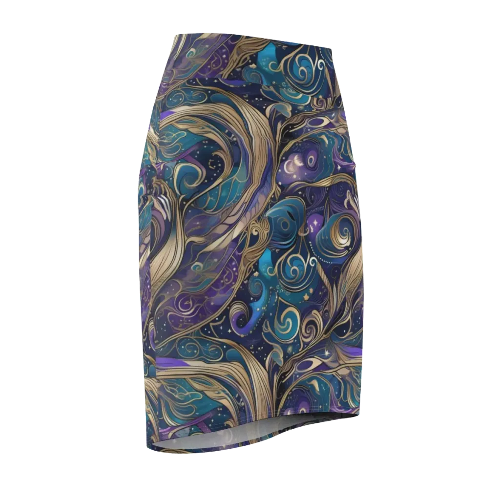 Moonlit Filigree on Pencil Skirt — Front Side