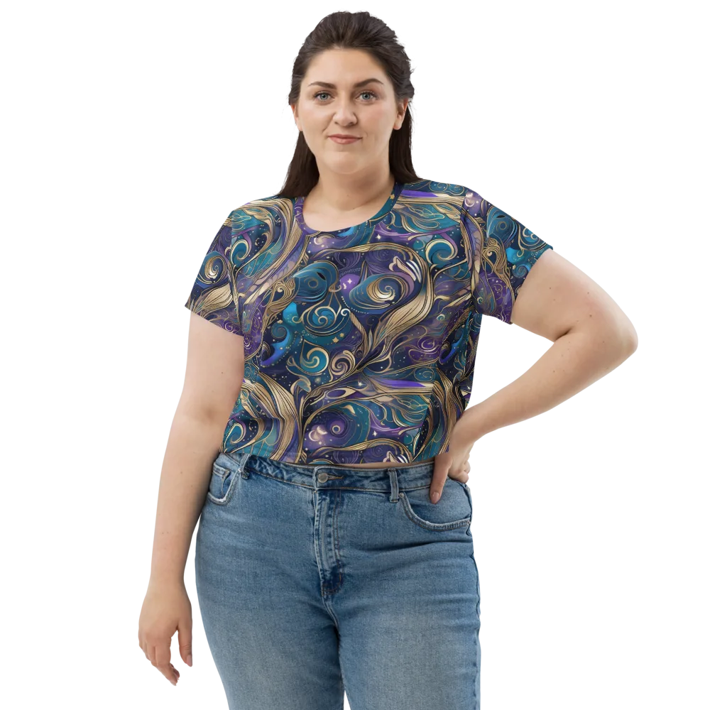 Moonlit Filigree on Crop Tee — Front
