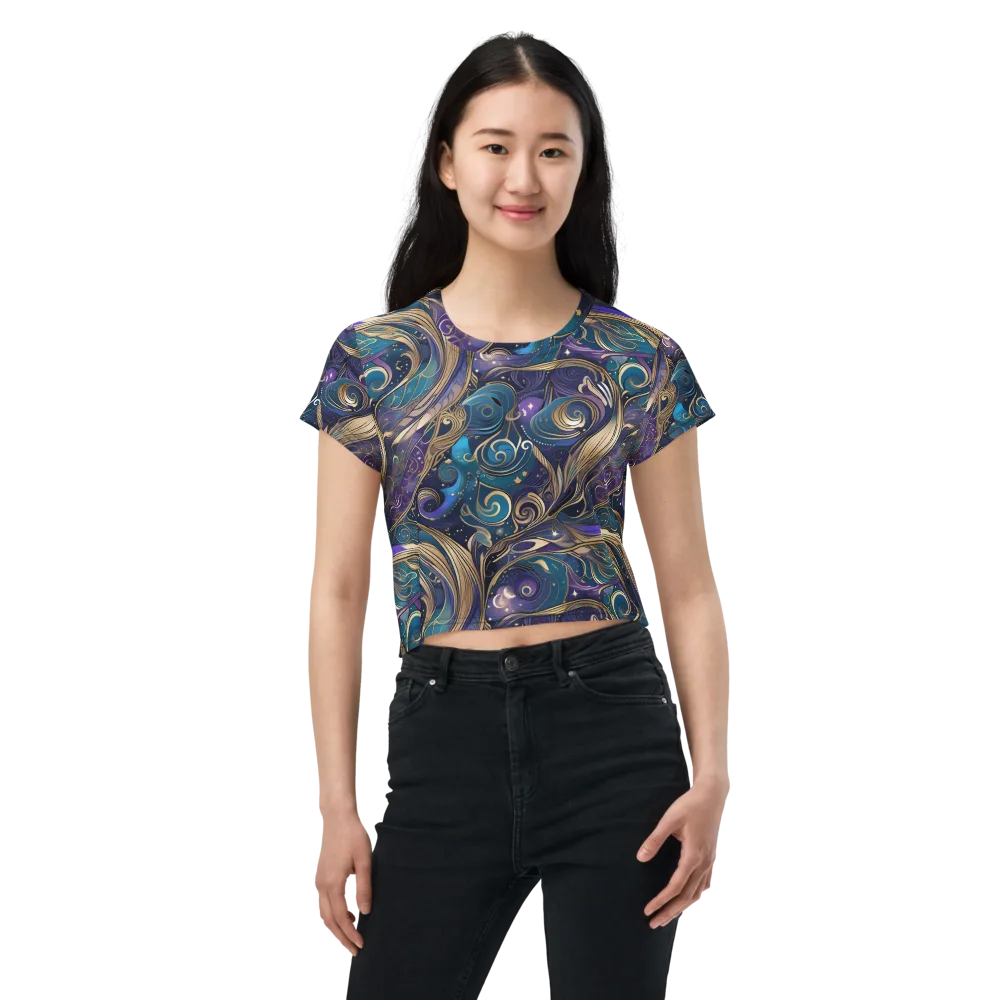 Moonlit Filigree on Crop Tee — Front