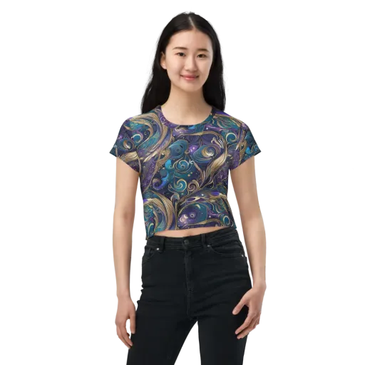 Moonlit Filigree on a Crop Tee
