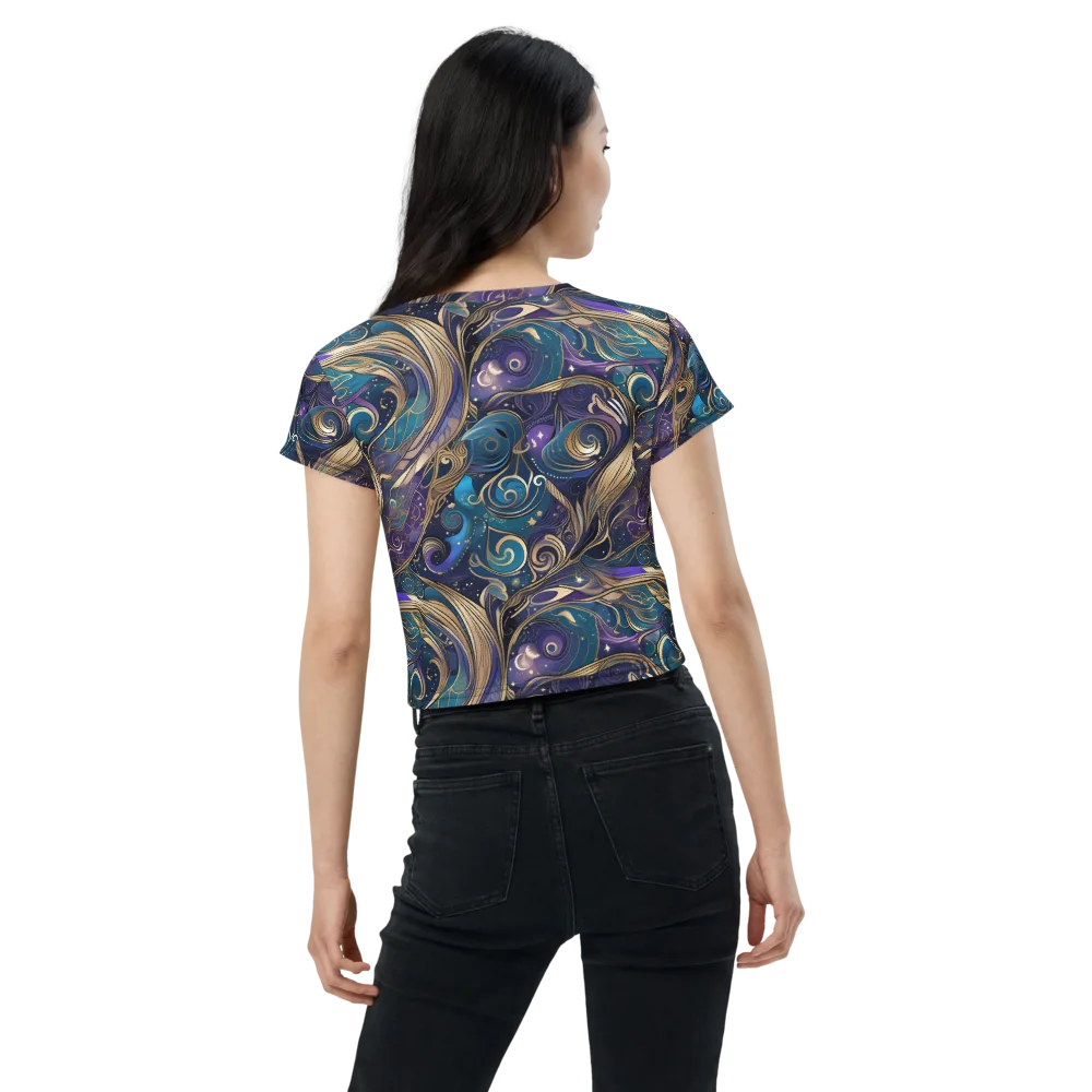 Moonlit Filigree on Crop Tee — Back