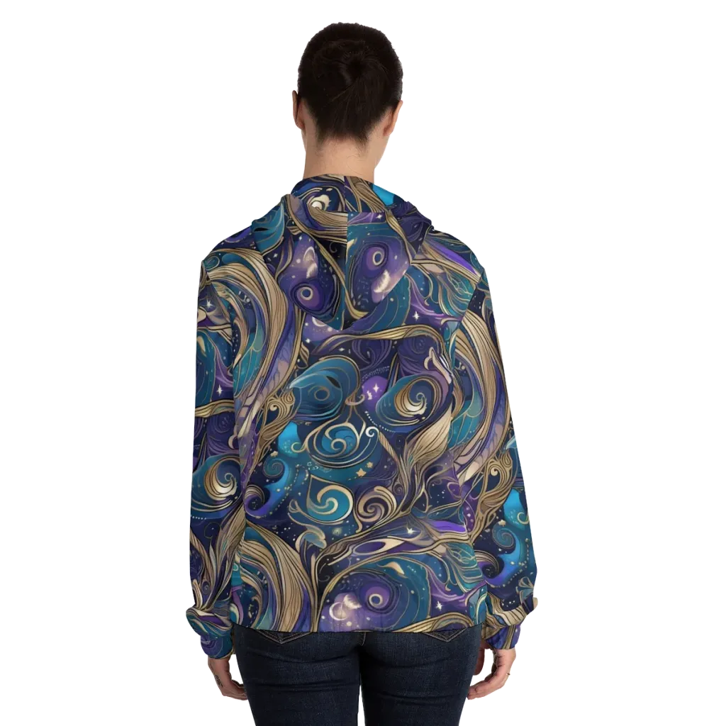 Moonlit Filigree on Women's Full-Zip Hoodie — Back On Person