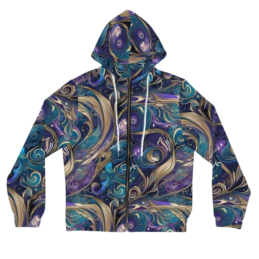 Moonlit Filigree on a Women's Full-Zip Hoodie