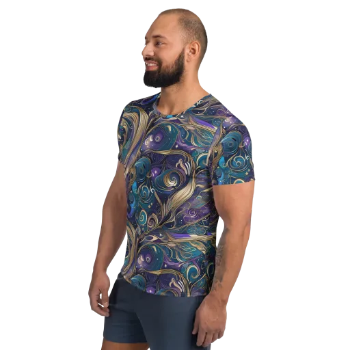 Moonlit Filigree on a Men's Athletic T-Shirt