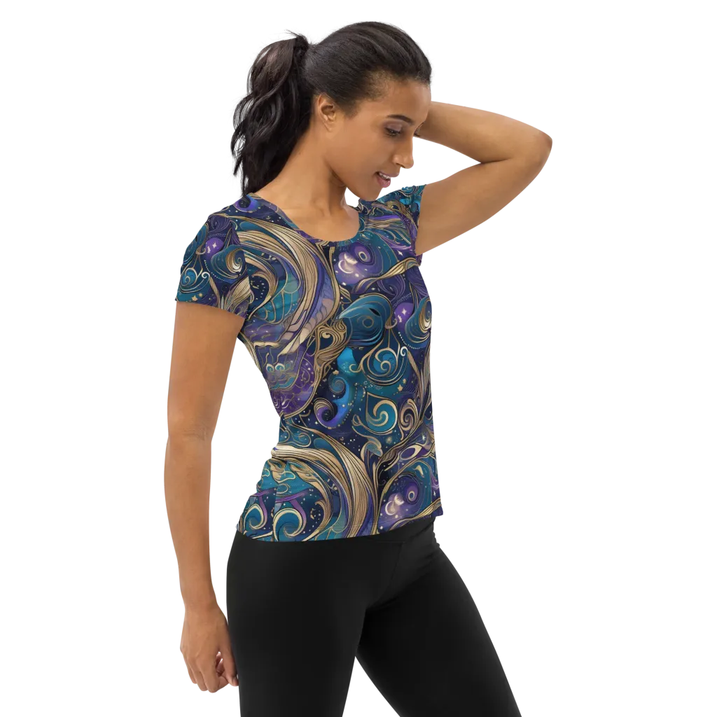 Moonlit Filigree on Women's Athletic T-Shirt — Right