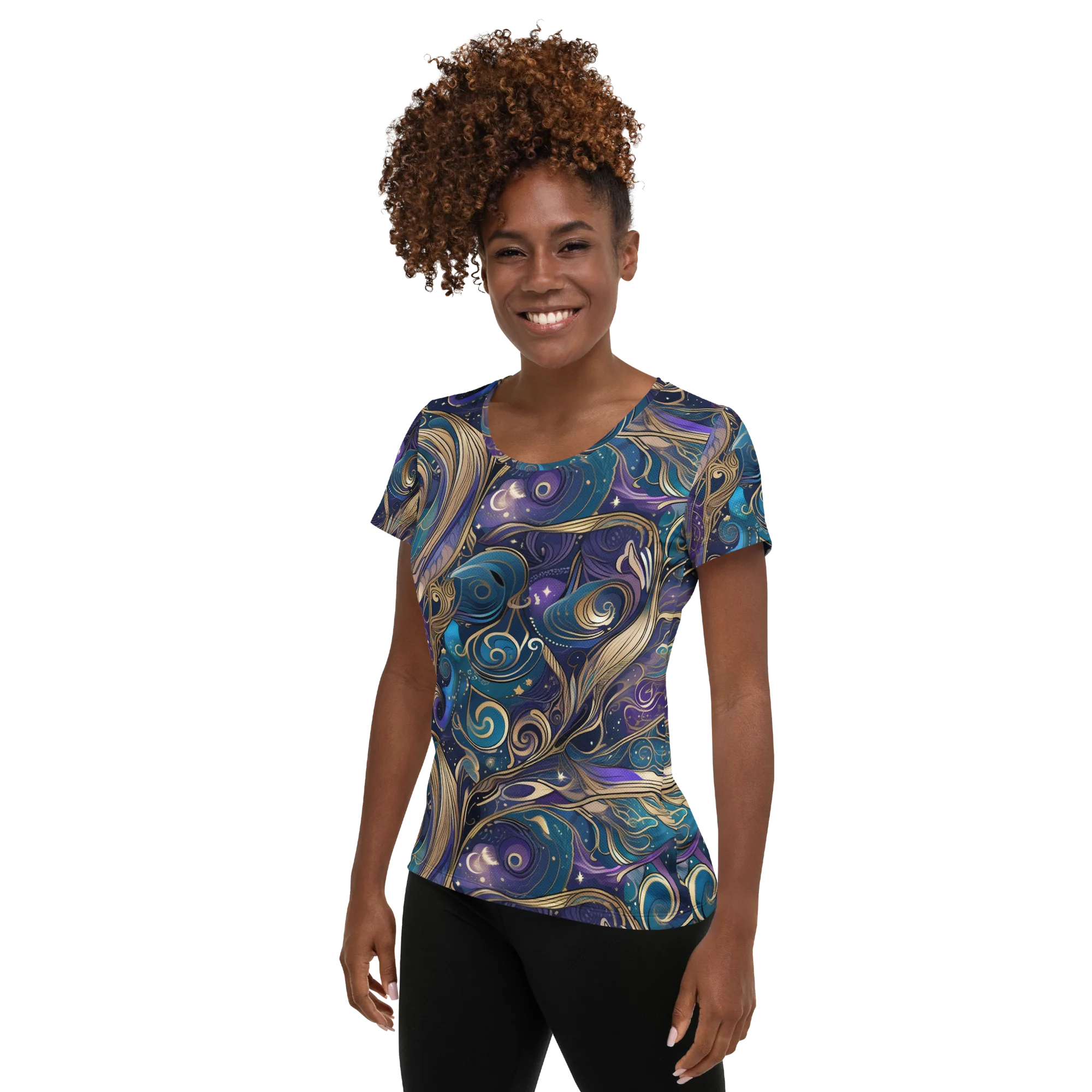 Moonlit Filigree on Women's Athletic T-Shirt — Left