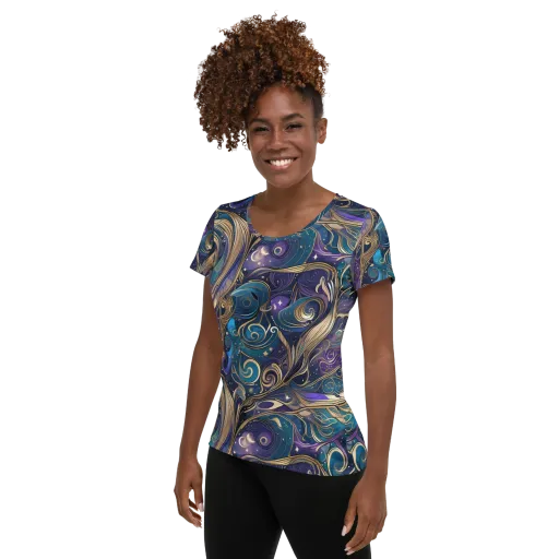 Moonlit Filigree on a Women's Athletic T-Shirt